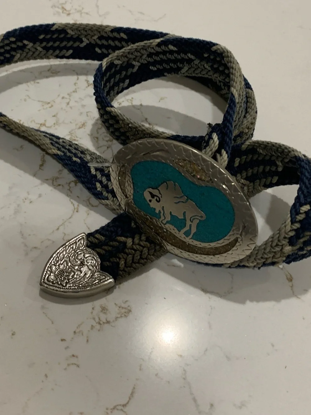 Western Navajo Buffalo Turquoise Silver Bolo Tie Longhorn Belt Buckle